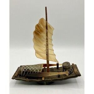Vintage Asian Junk Boat Sculpture Oriental Decor Gift‎ Wood & Bakelite